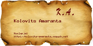 Kolovits Amaranta névjegykártya